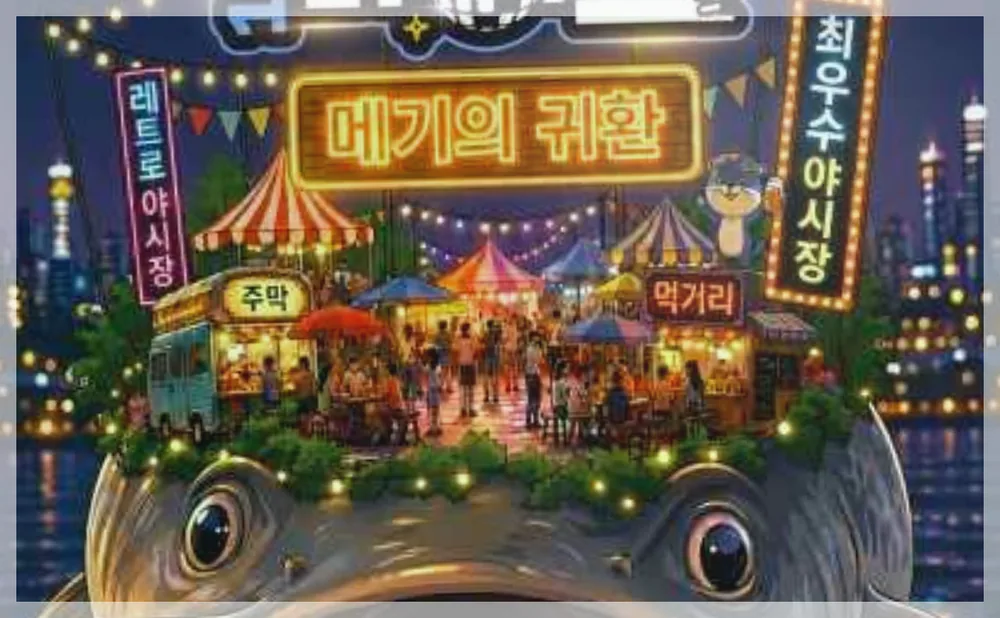백년나이트 야시장 (메기의 귀환) 공식 API 제공 축제 사진을 포스트 톤에 맞춰 보정한 이미지