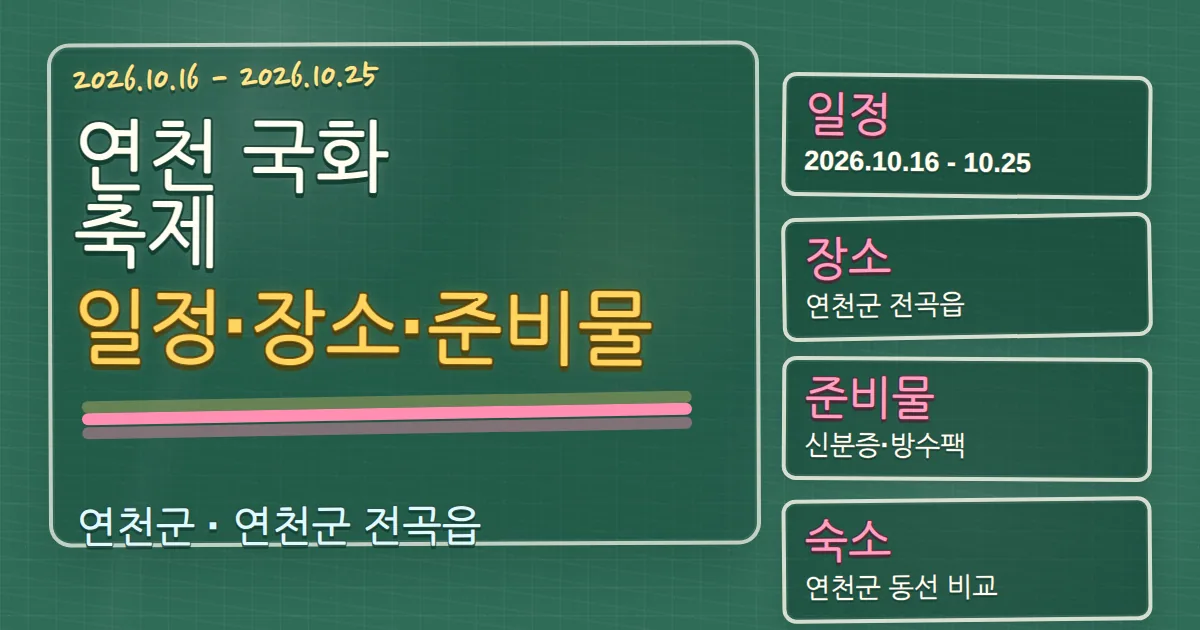 2026 연천 국화축제 일정·장소·준비물과 숙소 동선 칠판 판서형 대표 이미지