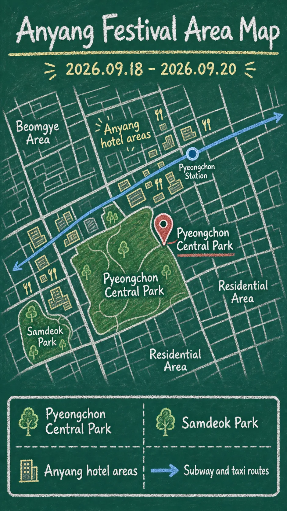Anyang Dance Festival 2026: Dates, Venues, Travel Tips, and Where to Stay English chalkboard map redrawn from the source map