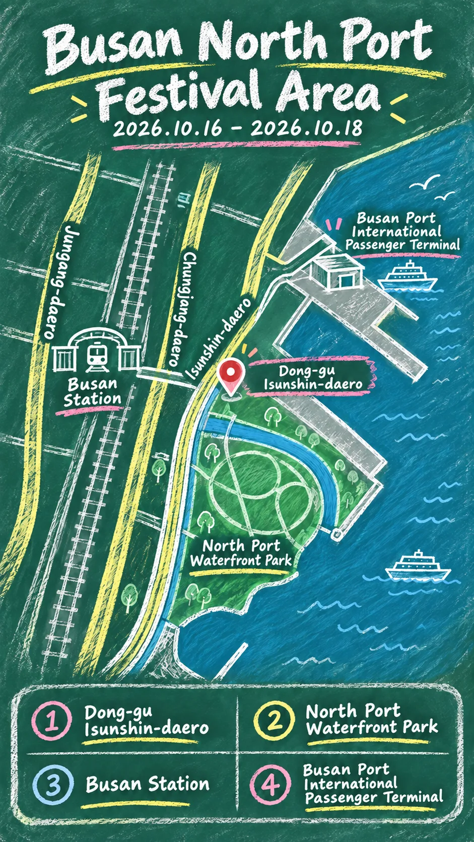 2026 Busan Craft Beer Masters Challenge: Dates, Location and Hotel Guide English chalkboard map redrawn from the source map