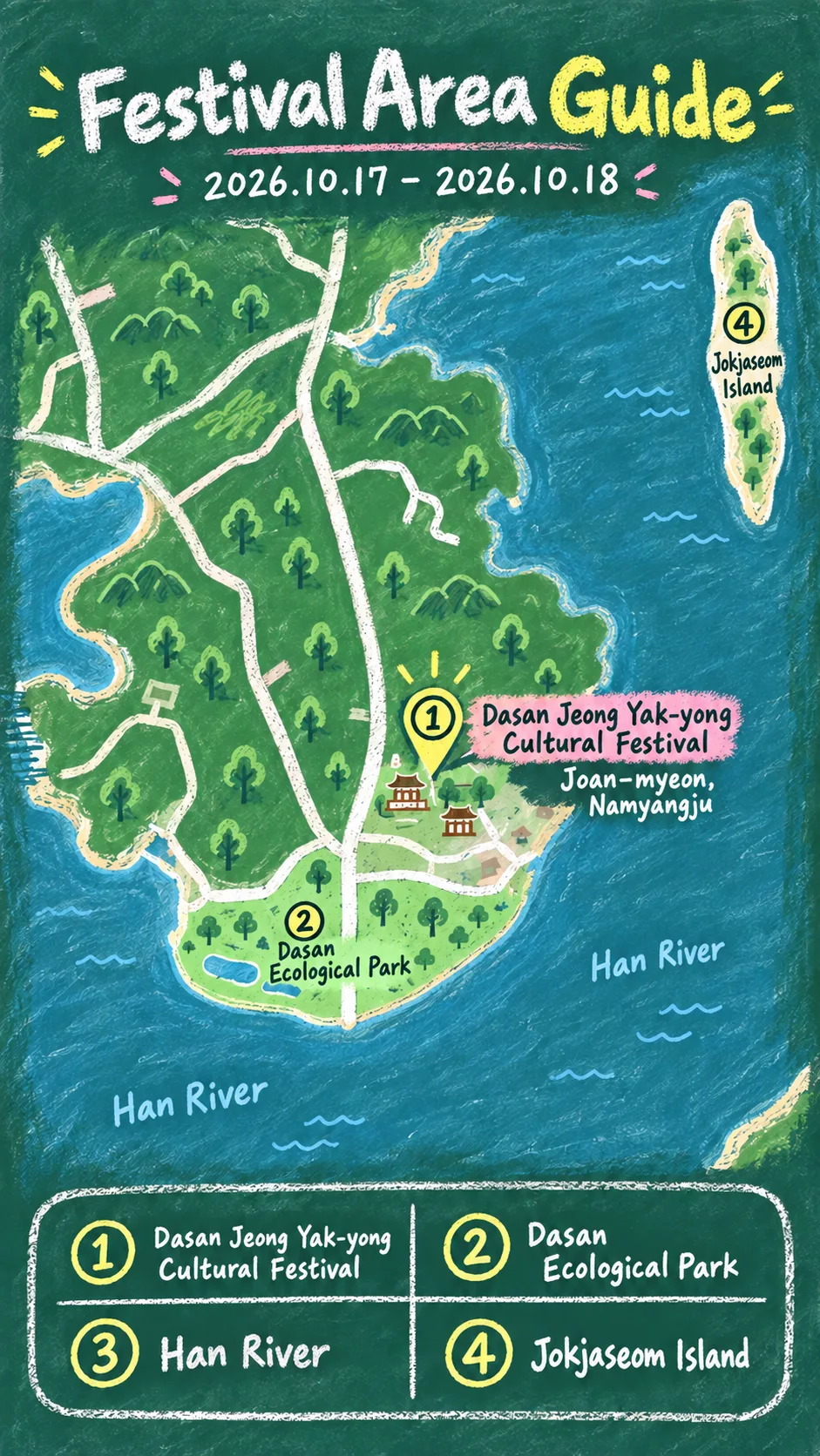 2026 Dasan Jeong Yak-yong Cultural Festival: Dates, Location and Where to Stay English chalkboard map redrawn from the source map
