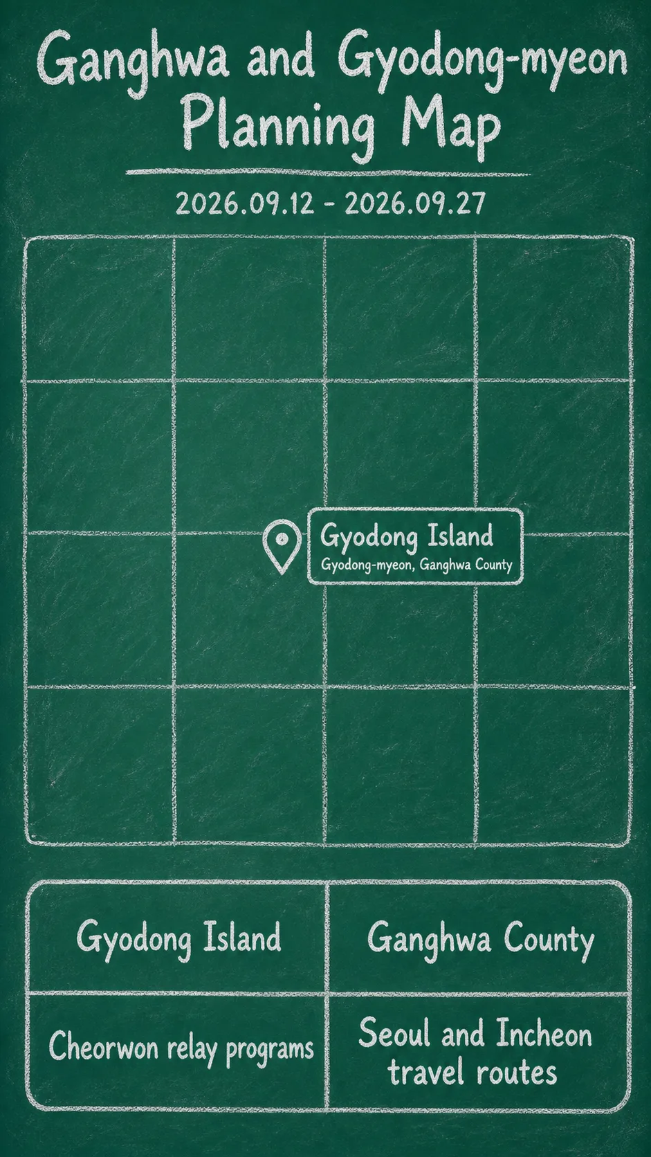 2026 DMZ Peace Festa: Ganghwa Hotel Base and Travel Planning Guide English chalkboard map redrawn from the source map