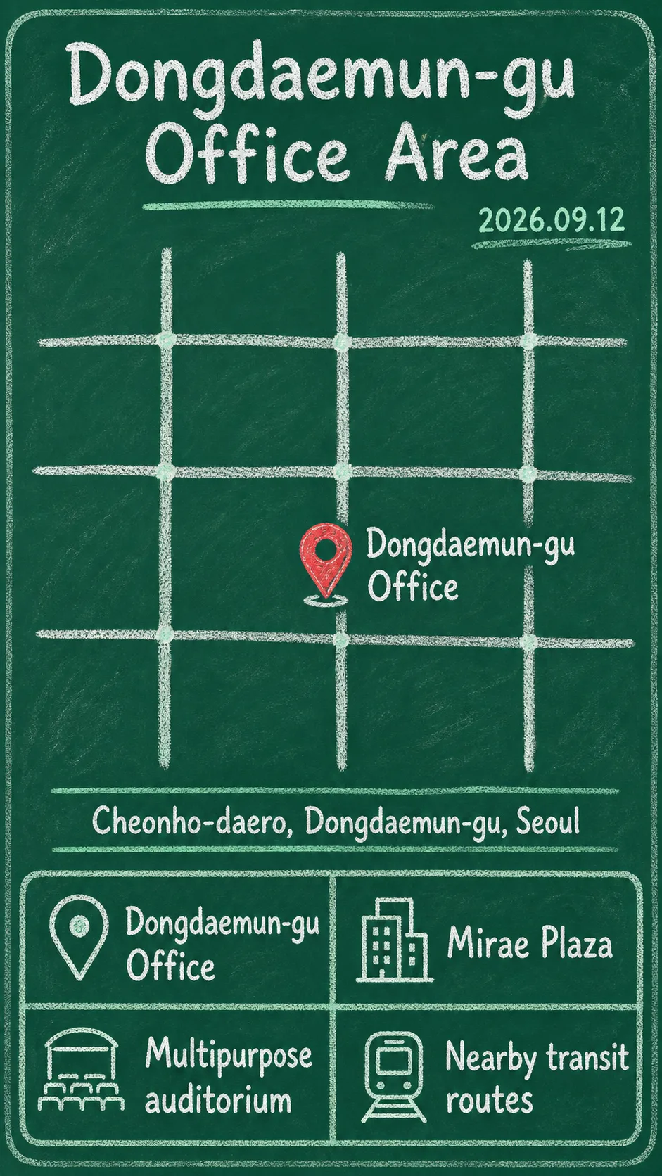 2026 Dongdaemun-gu Book Festival: Where to Stay and How to Plan Your Visit English chalkboard map redrawn from the source map