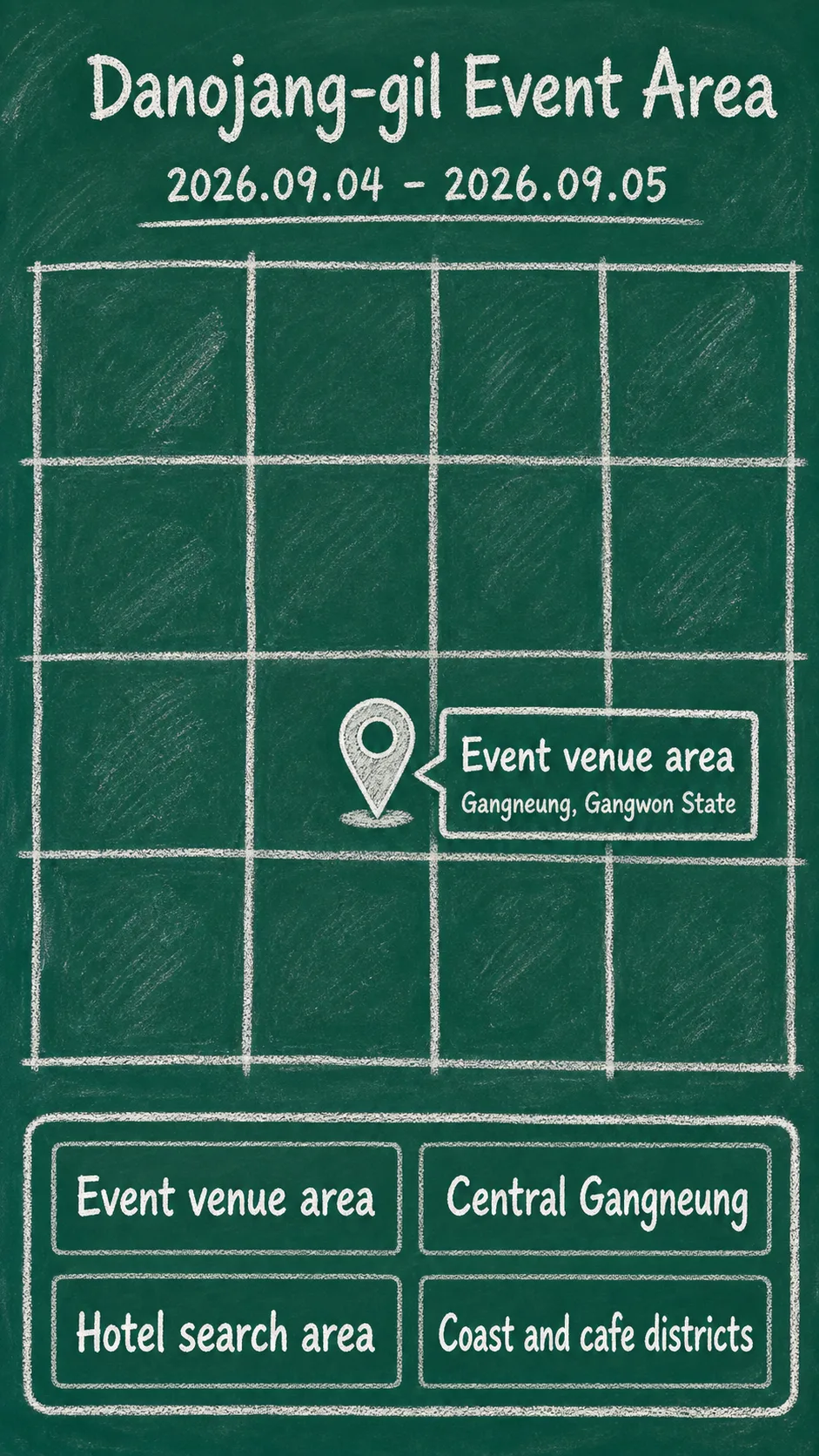 2026 Gangwon Livestock Competition in Gangneung: Dates, Location, Travel Tips, and Where to Stay English chalkboard map redrawn from the source map