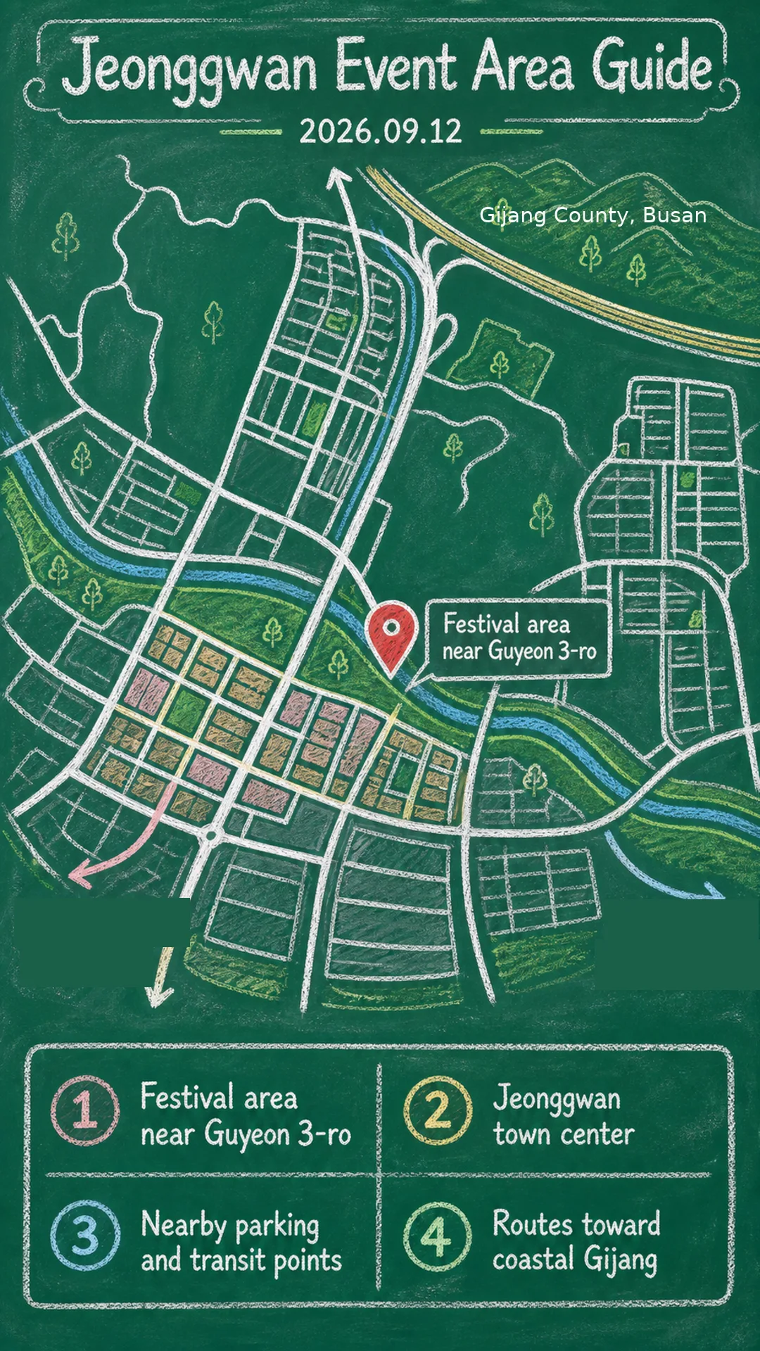 2026 Gijang Pet Culture Festival: Date, Location, Travel Tips, and Where to Stay English chalkboard map redrawn from the source map