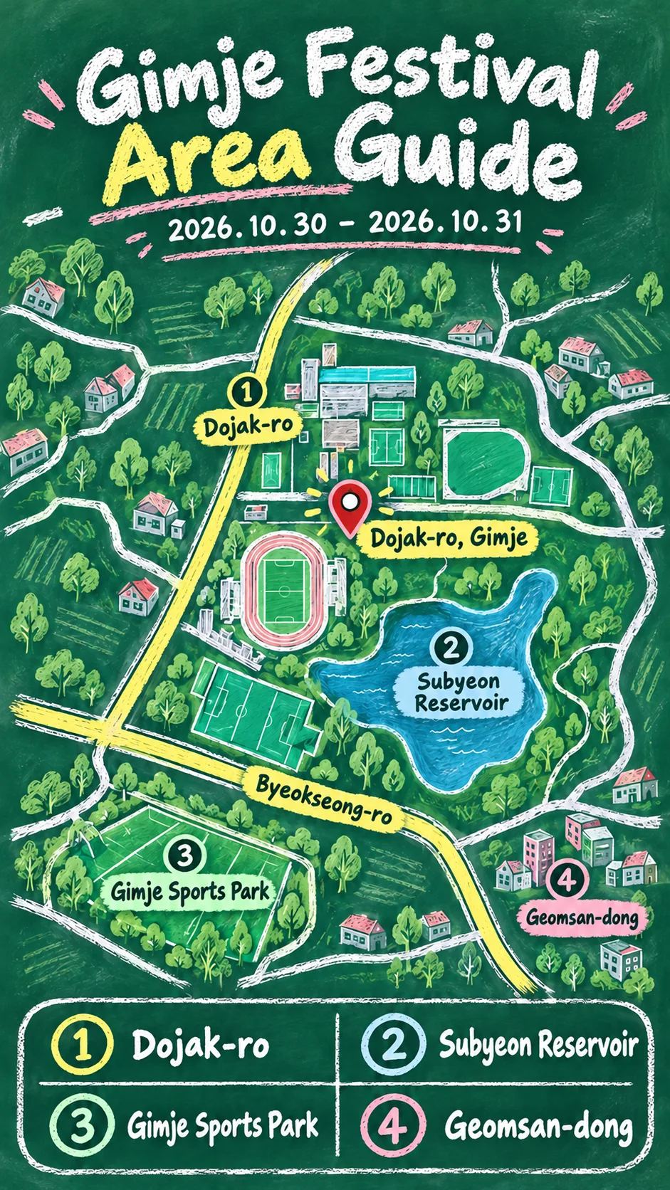 2026 Gimje Saerobomi Resource Circulation Festival: Dates, Location and Where to Stay English chalkboard map redrawn from the source map