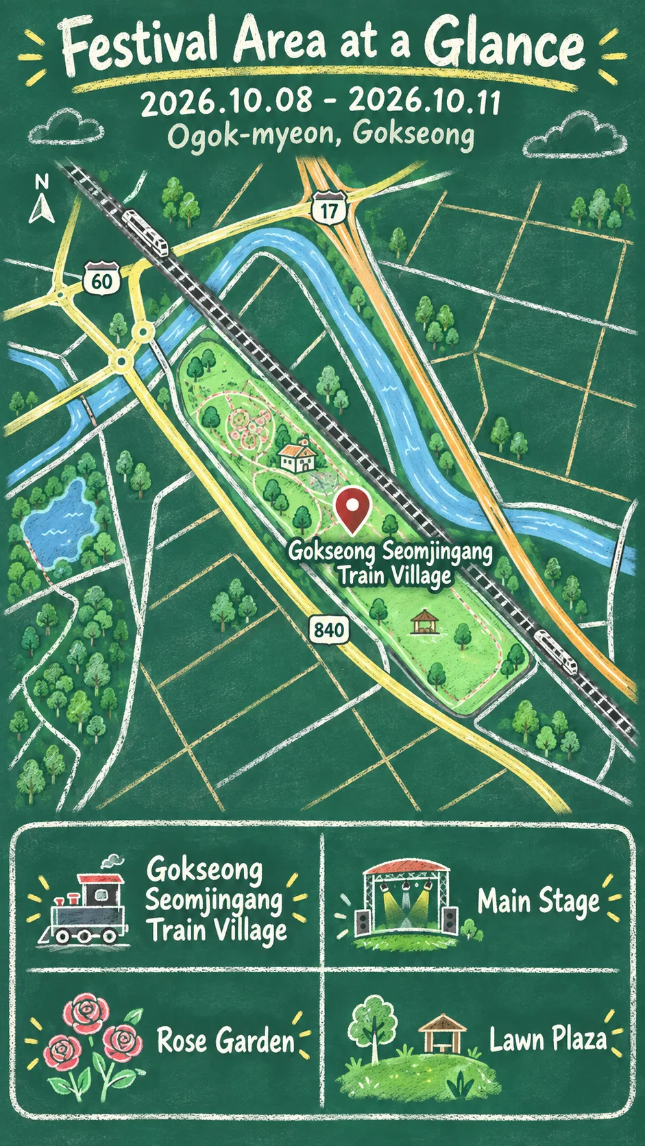 2026 Gokseong Simcheong Children’s Festival: Dates, Travel Tips and Where to Stay English chalkboard map redrawn from the source map