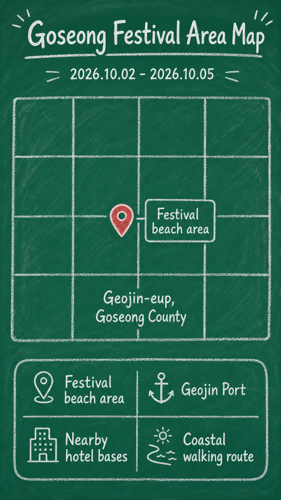 2026 Goseong Pollack Festival Hotel Guide: Dates, Location, and Where to Stay English chalkboard map redrawn from the source map