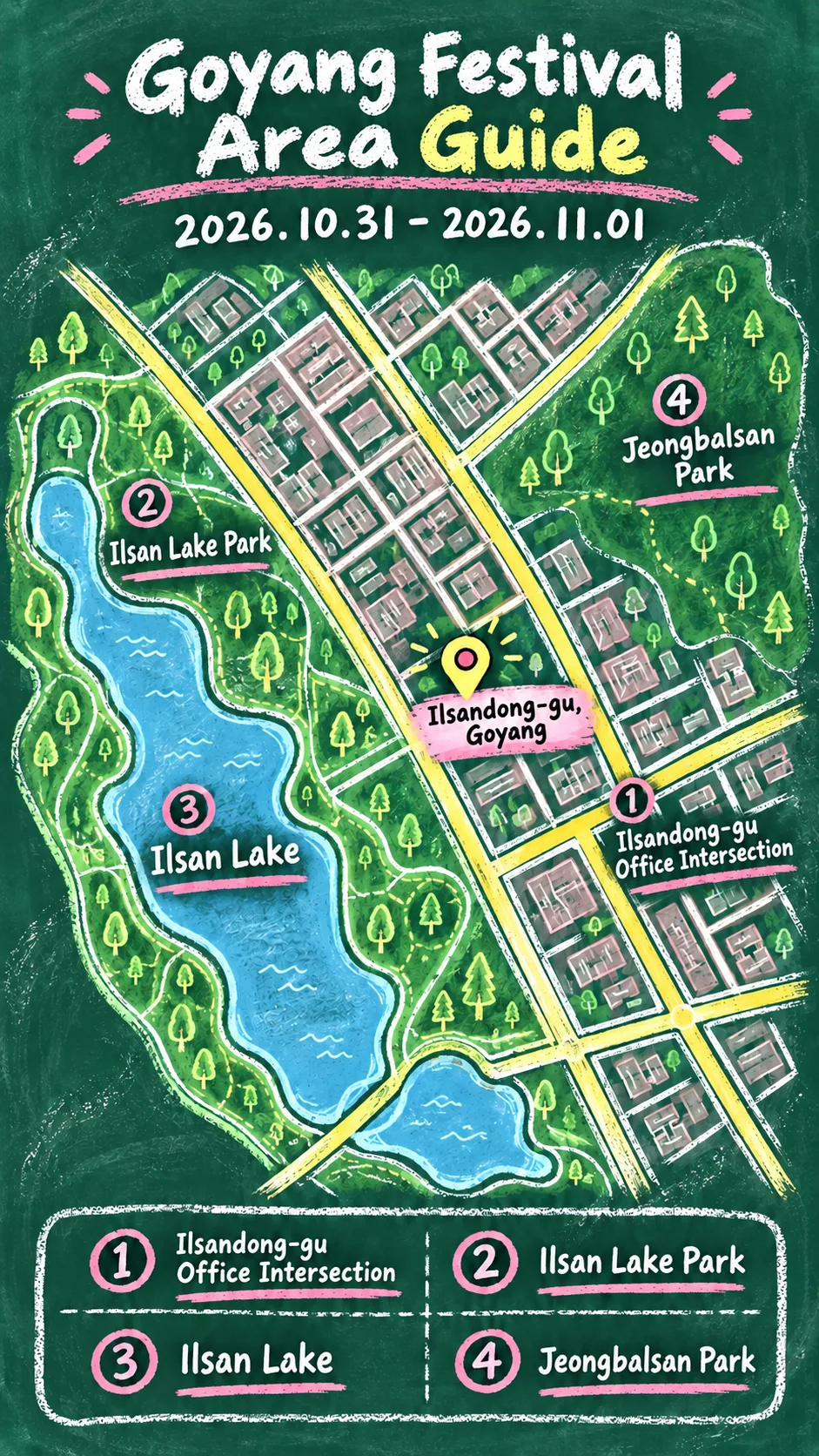 2026 Goyang Urban Farming Festival: Dates, Location and Where to Stay English chalkboard map redrawn from the source map