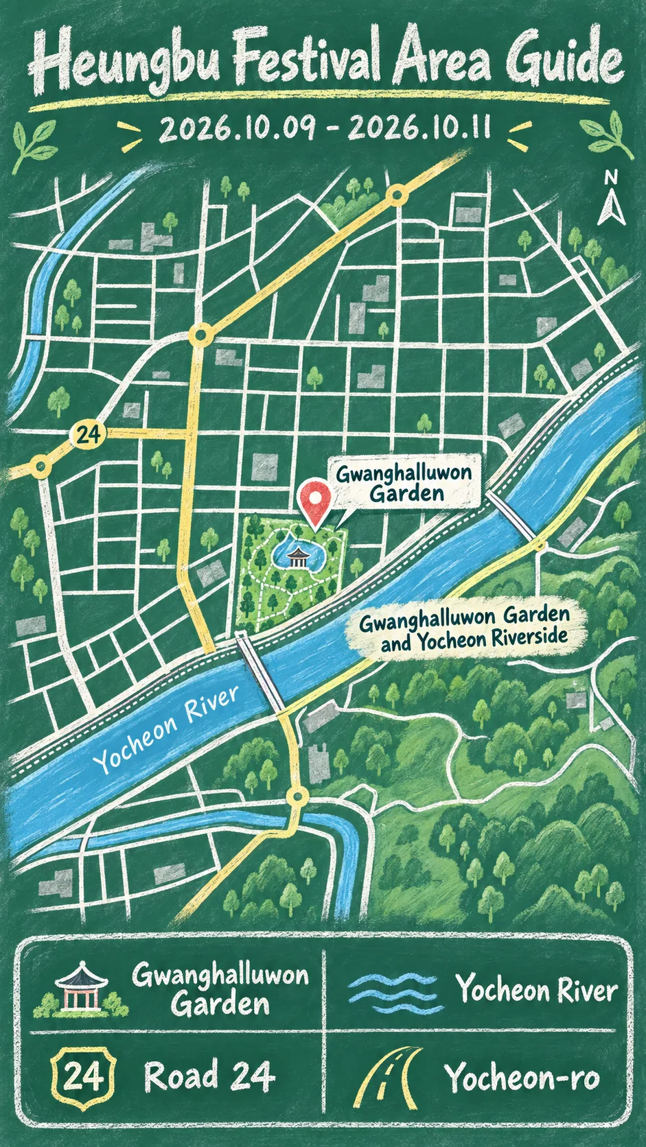 2026 Heungbu Festival in Namwon: Dates, Transport and Where to Stay English chalkboard map redrawn from the source map