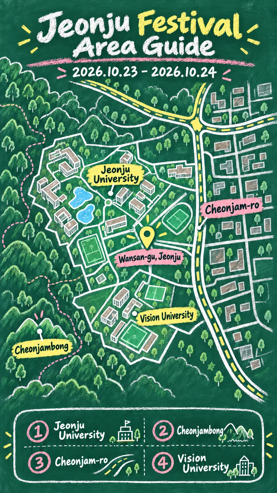 2026 Jeonju Makgeolli Festival: Dates, Location and Where to Stay English chalkboard map redrawn from the source map