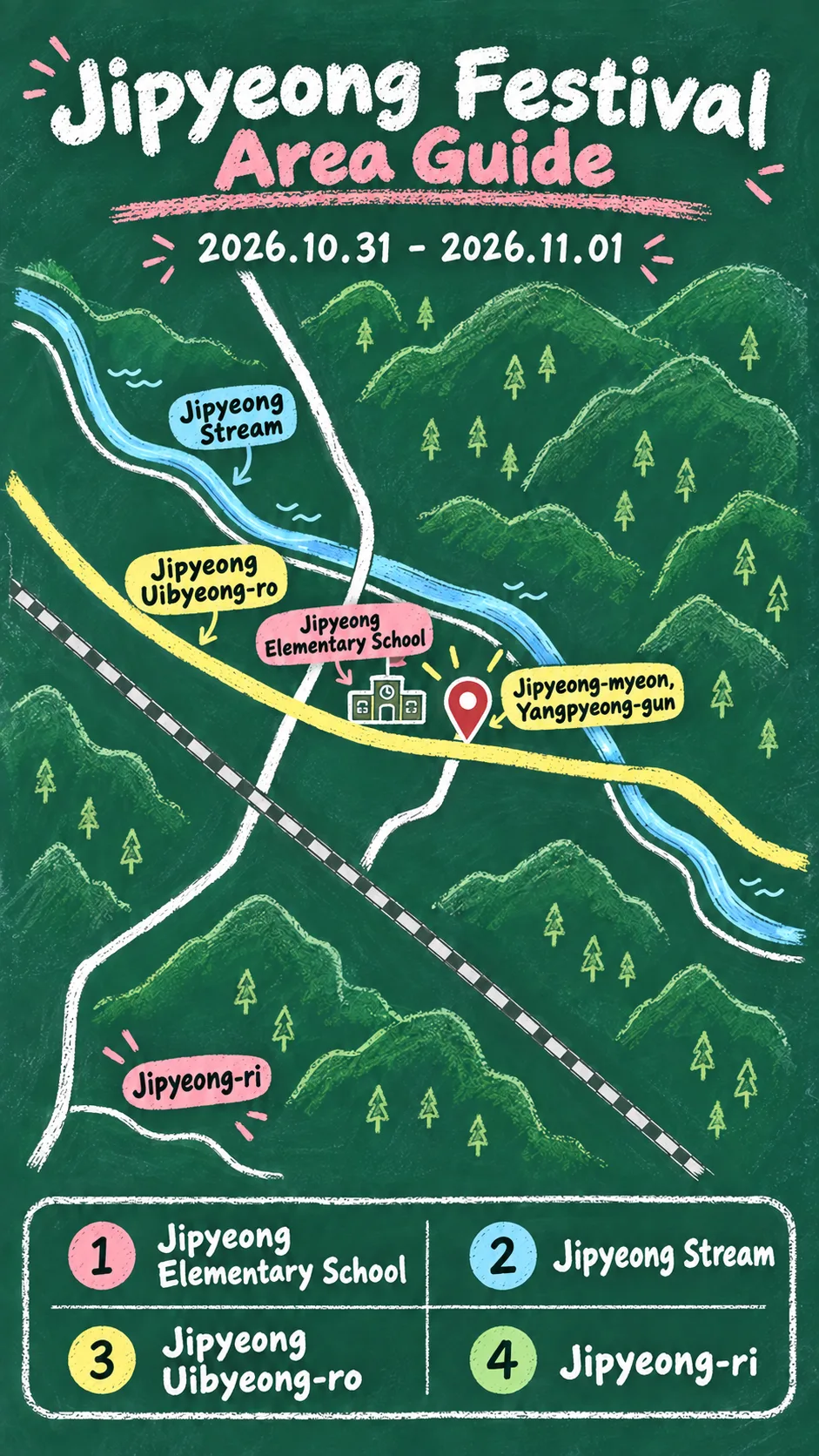 2026 Jipyeong Traditional Fermentation Festival: Dates, Travel Tips and Where to Stay English chalkboard map redrawn from the source map