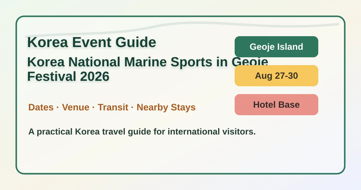 2026 Korea National Marine Sports Festival in Geoje: Travel and Hotel Base Guide hero image for international travelers