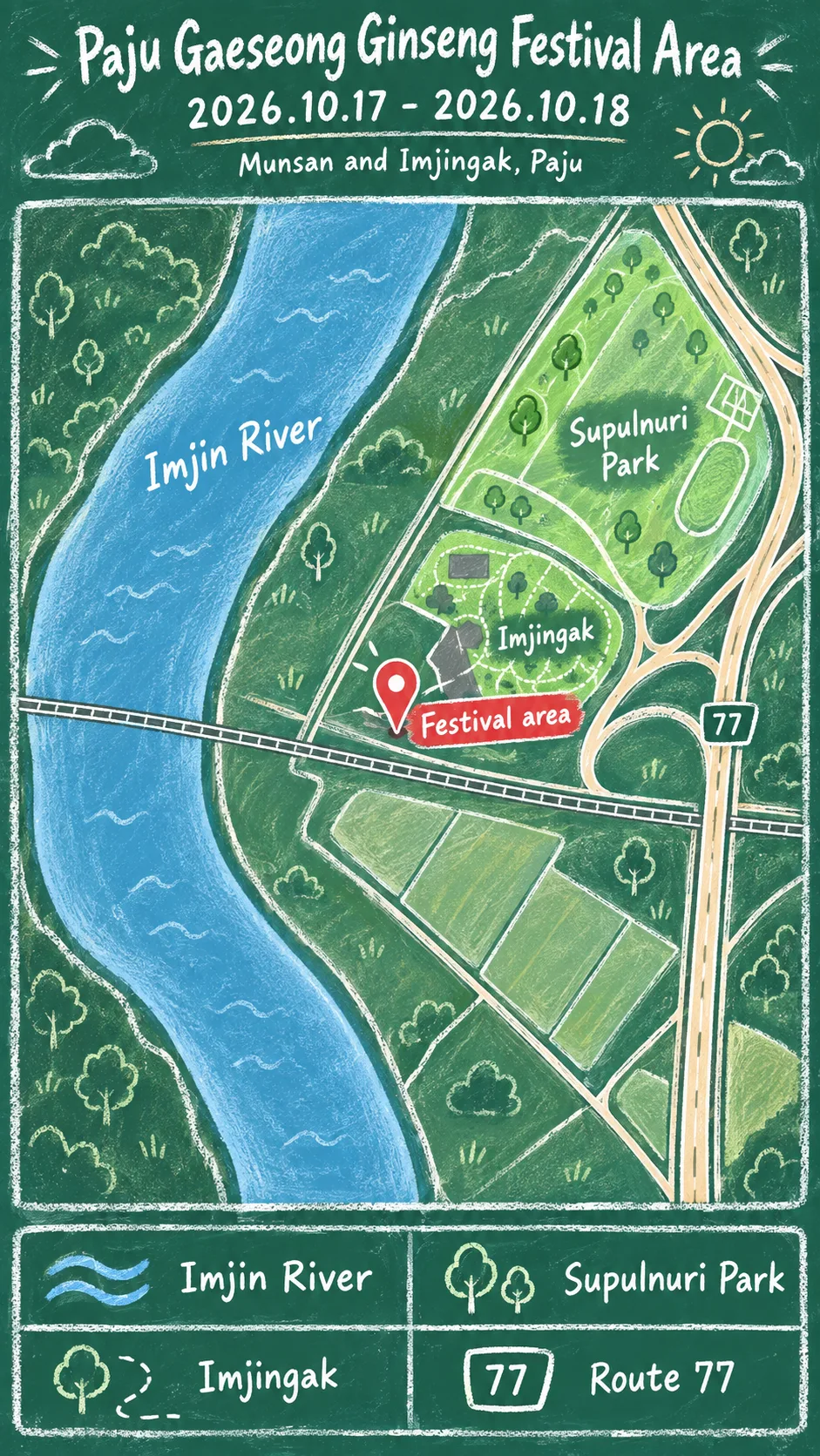 2026 Paju Gaeseong Ginseng Festival: Dates, Location and Where to Stay English chalkboard map redrawn from the source map