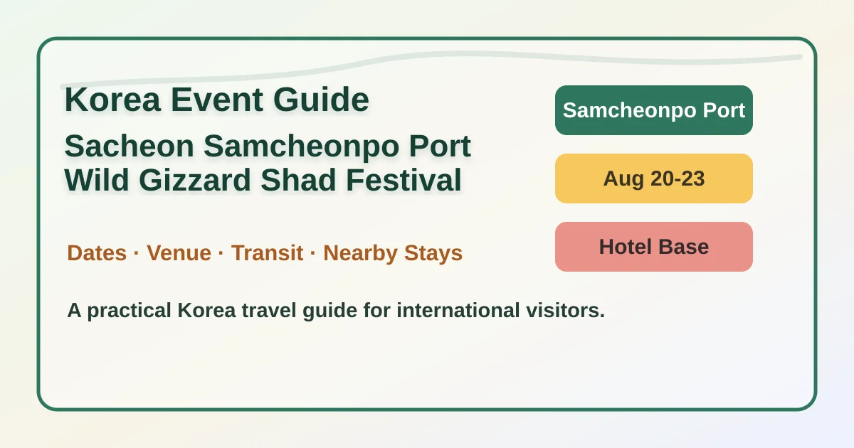 2026 Sacheon Samcheonpo Port Wild Gizzard Shad Festival: Dates, Location, Travel Tips, and Where to Stay hero image for international travelers
