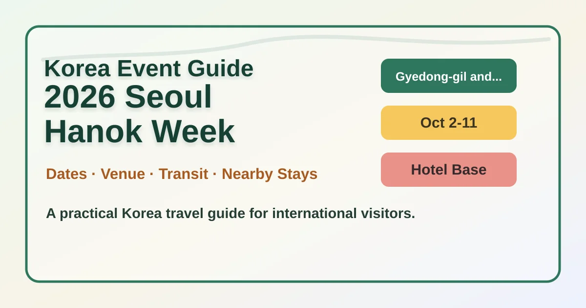 2026 Seoul Hanok Week Guide: Dates, Routes and Where to Stay hero image for international travelers