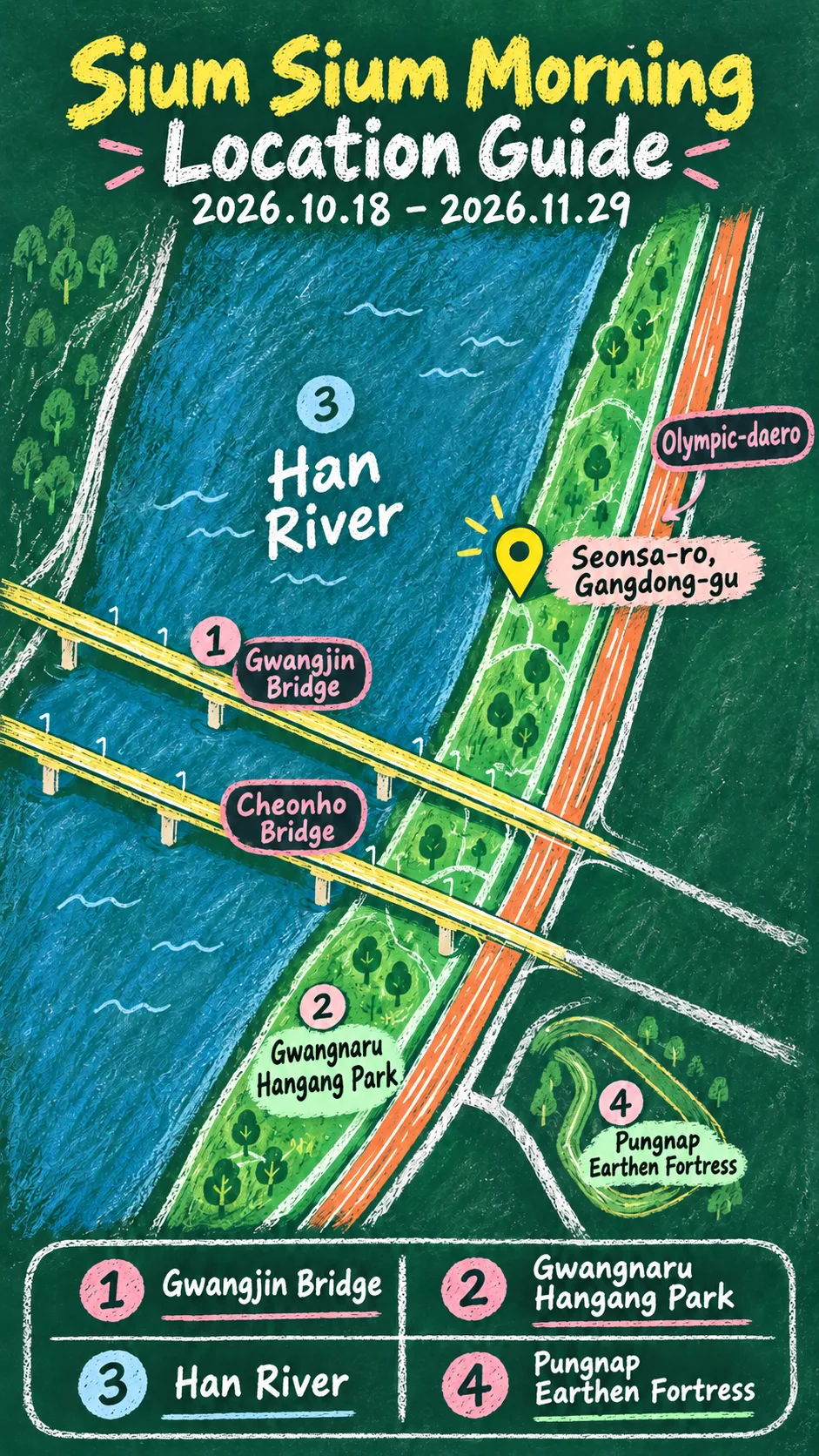 2026 Sium Sium Morning: Schedule, Locations, What to Pack, and Where to Stay English chalkboard map redrawn from the source map