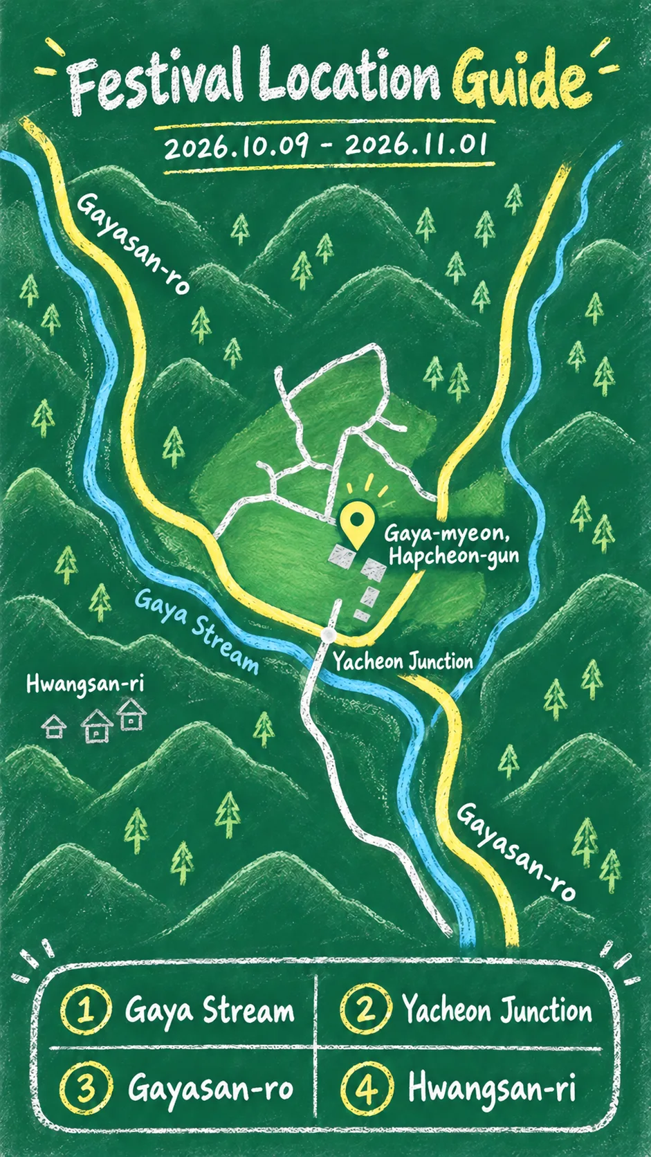2026 Tripitaka Koreana Records Culture Festival: Dates, Location and Where to Stay English chalkboard map redrawn from the source map