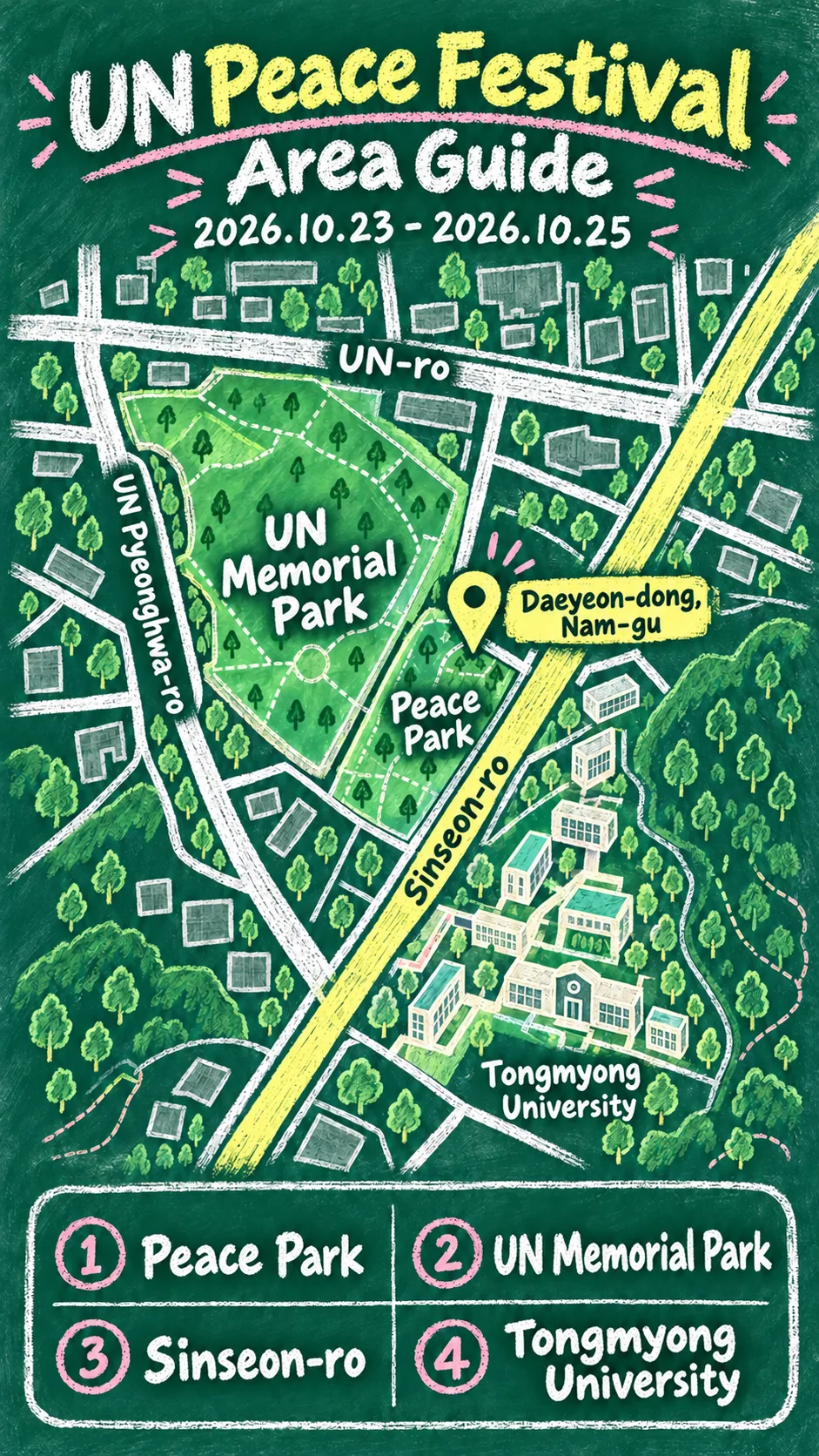 2026 UN Peace Festival: Dates, Location and Where to Stay English chalkboard map redrawn from the source map