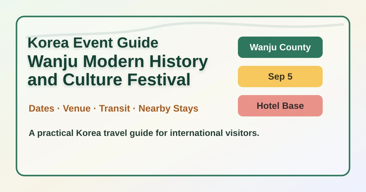 2026 Wanju Modern History and Culture Festival: Samnye Station Pub Street Hotel Guide hero image for international travelers