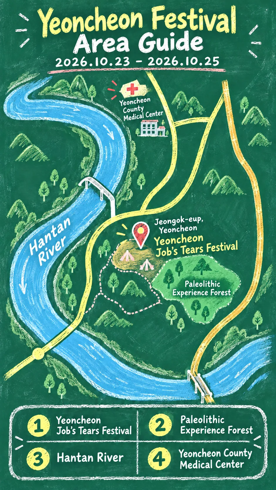 2026 Yeoncheon Job’s Tears Festival: Dates, Travel Tips and Where to Stay English chalkboard map redrawn from the source map