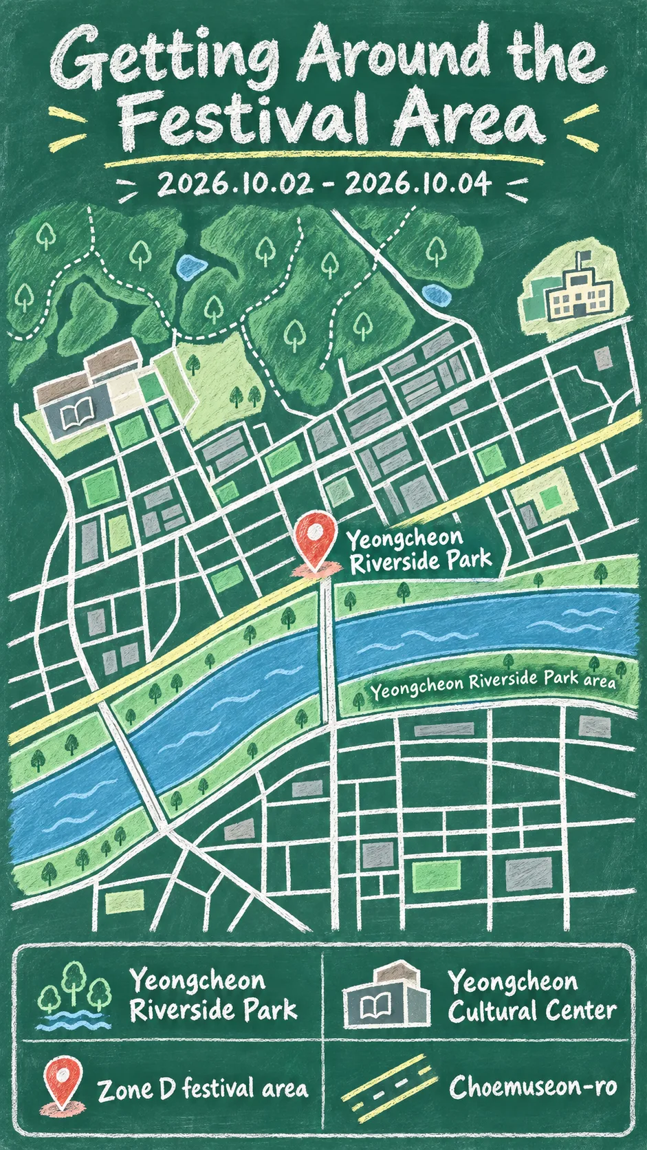 Yeongcheon Herbal Medicine Festival 2026: Dates, Location and Hotel Tips English chalkboard map redrawn from the source map