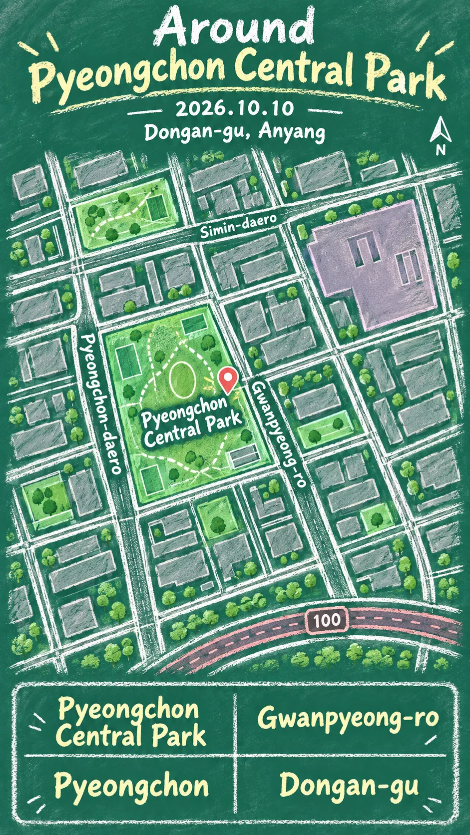 Anyang Youth Festival 2026: Travel Tips and Nearby Hotels English chalkboard map redrawn from the source map