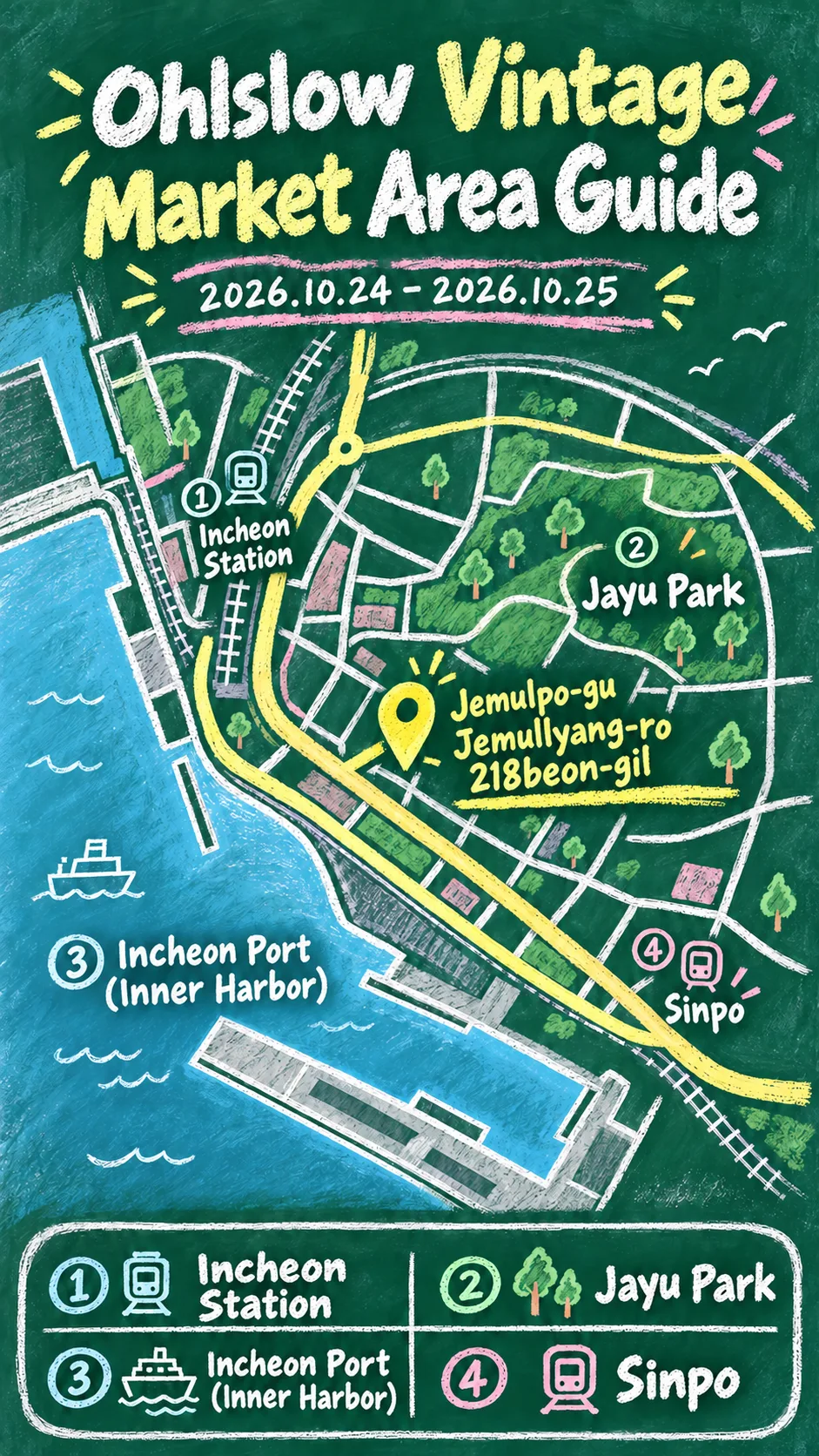 Ohlslow Vintage Market 2026: Dates, Location and Where to Stay English chalkboard map redrawn from the source map