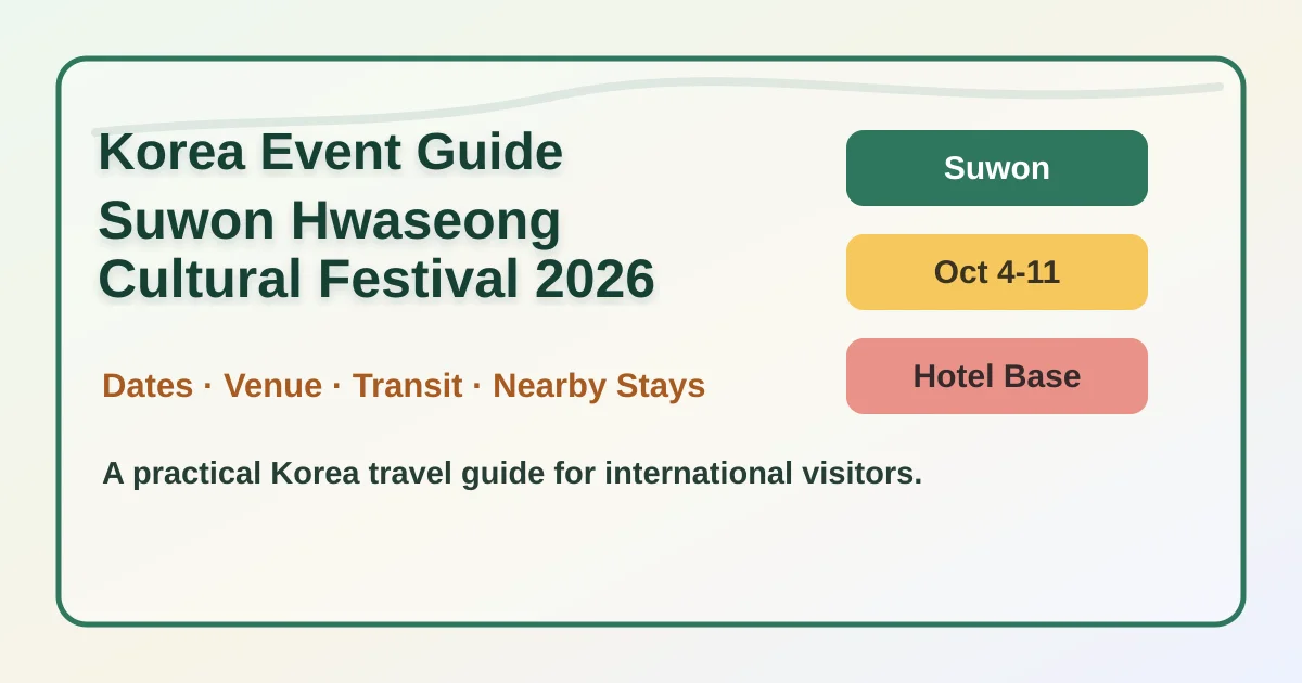 Suwon Hwaseong Cultural Festival 2026: Dates, Location, Travel Tips, and Where to Stay hero image for international travelers